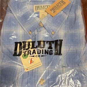 Duluth Trading Co Blue Plaid Button-Down Shirt Men’s 2XL NWT